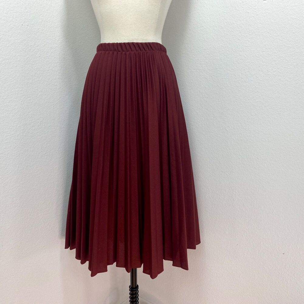 Vtg Sears Jr Bazaar Redish Brown Accordion Pleated Skirt Small Preppy Academia